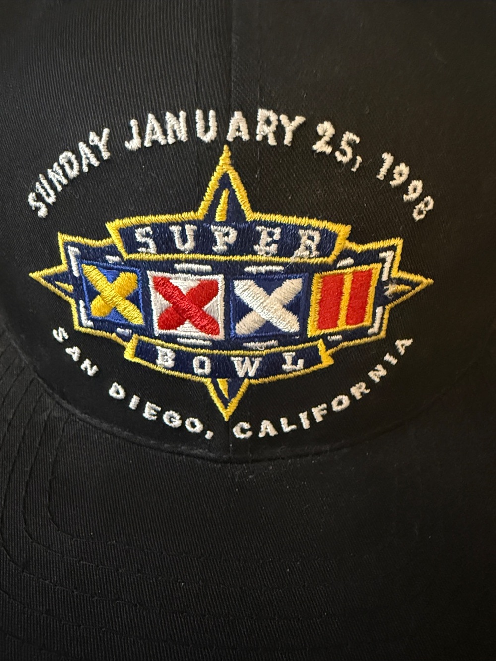 NFL Super Bowl XXXII 1998 San Diego Snapback Hat Mens Black Game Day NWT